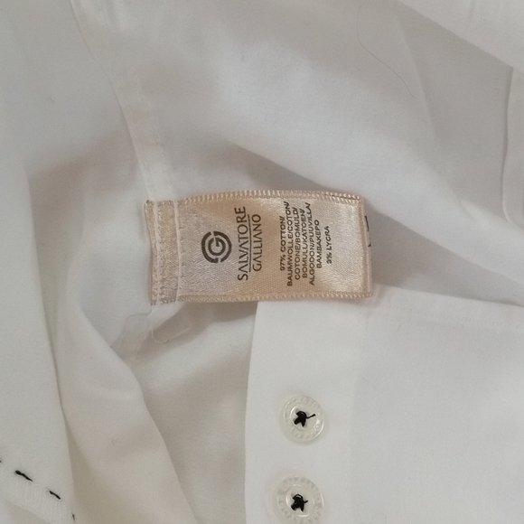 Salvatore Galliano White Button Down Dress Shirt Slim M neck16" - Picture 7 of 10